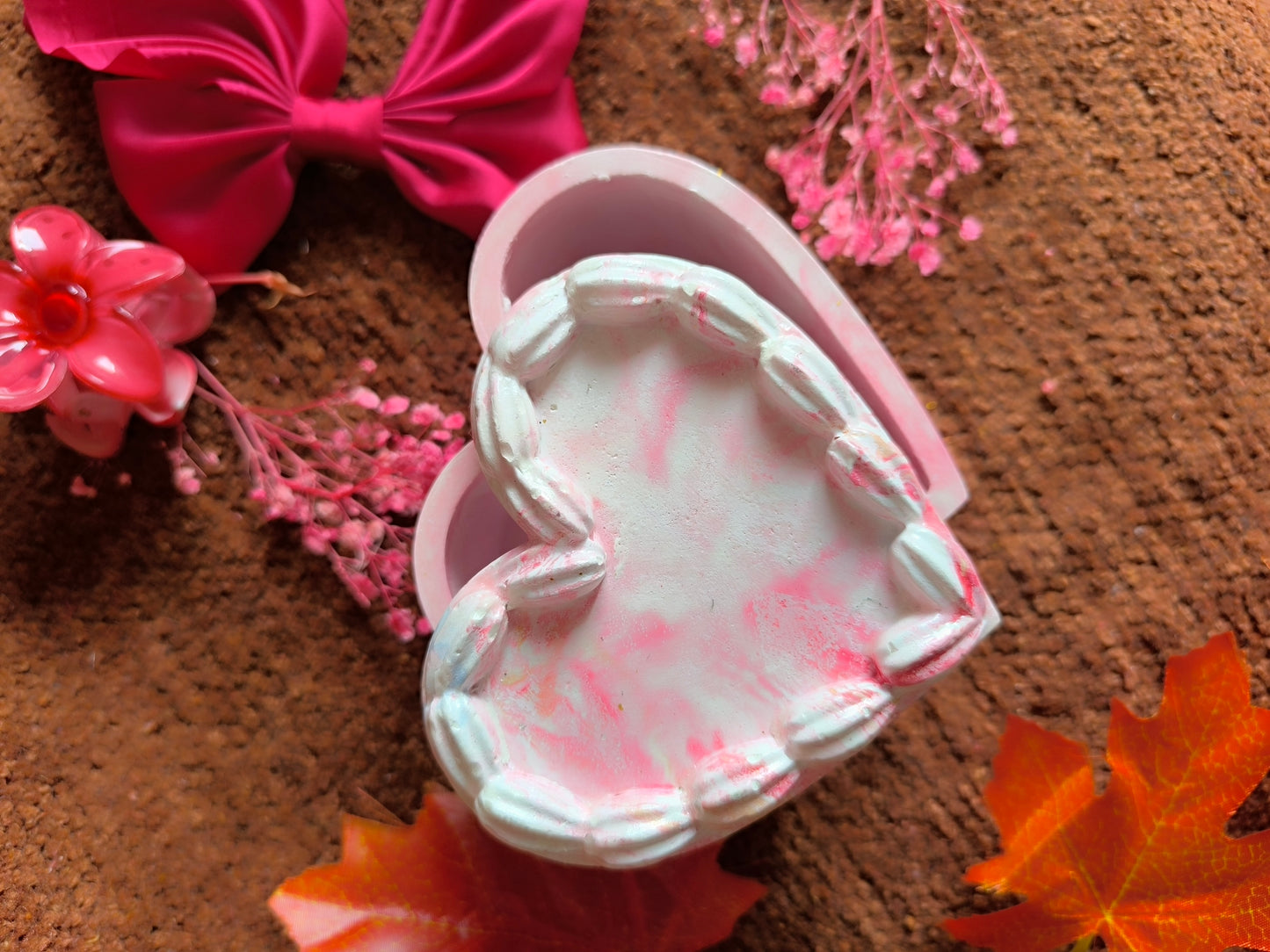 Pink marble heart box 🩷