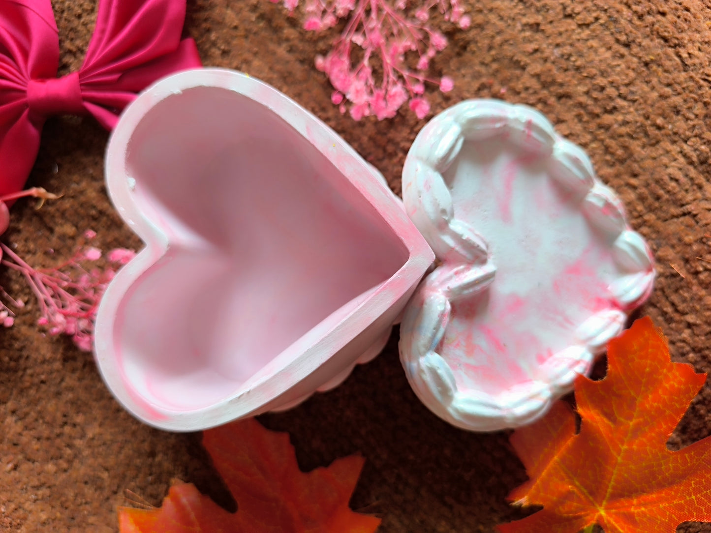 Pink marble heart box 🩷