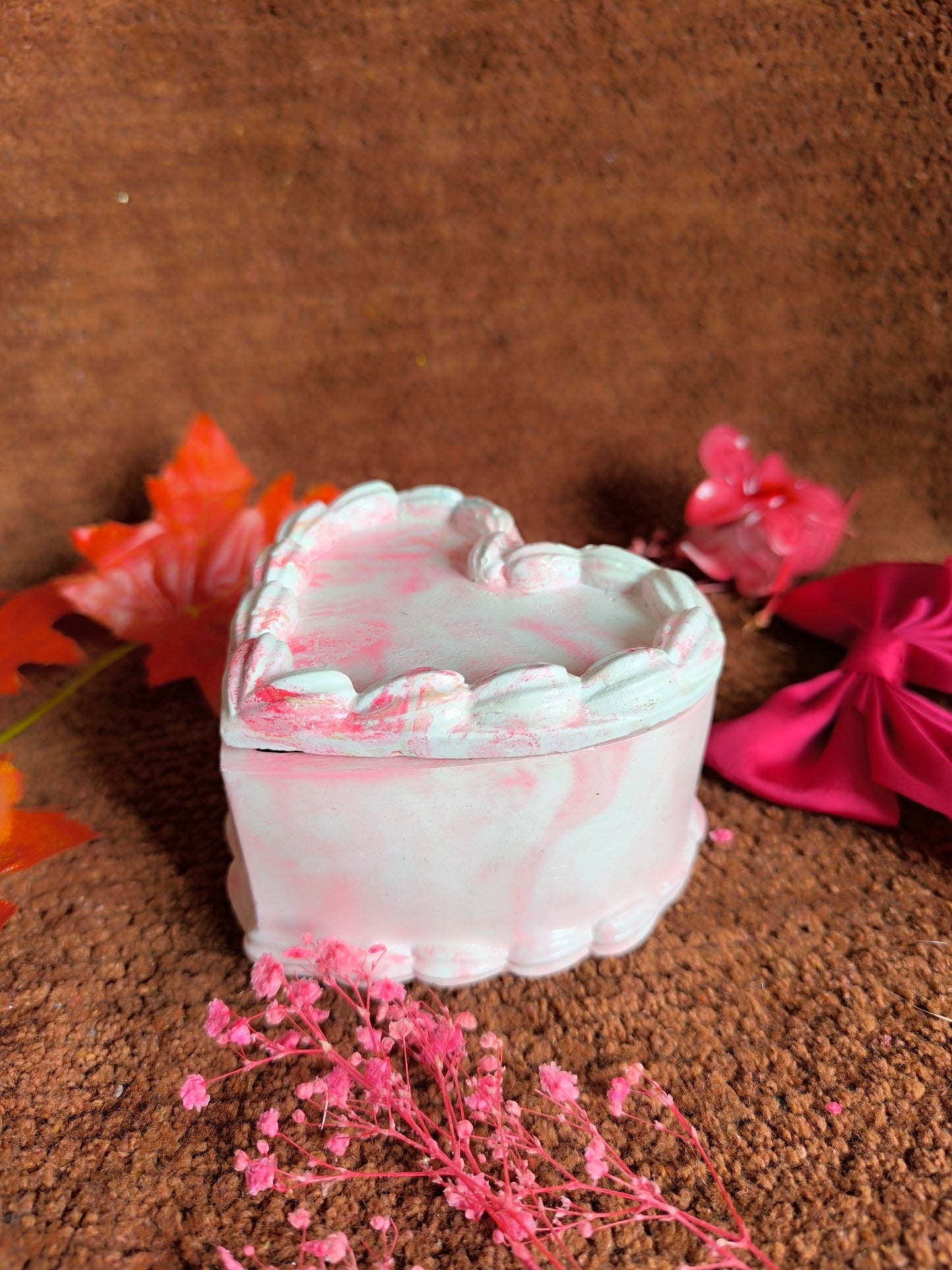 Pink marble heart box 🩷